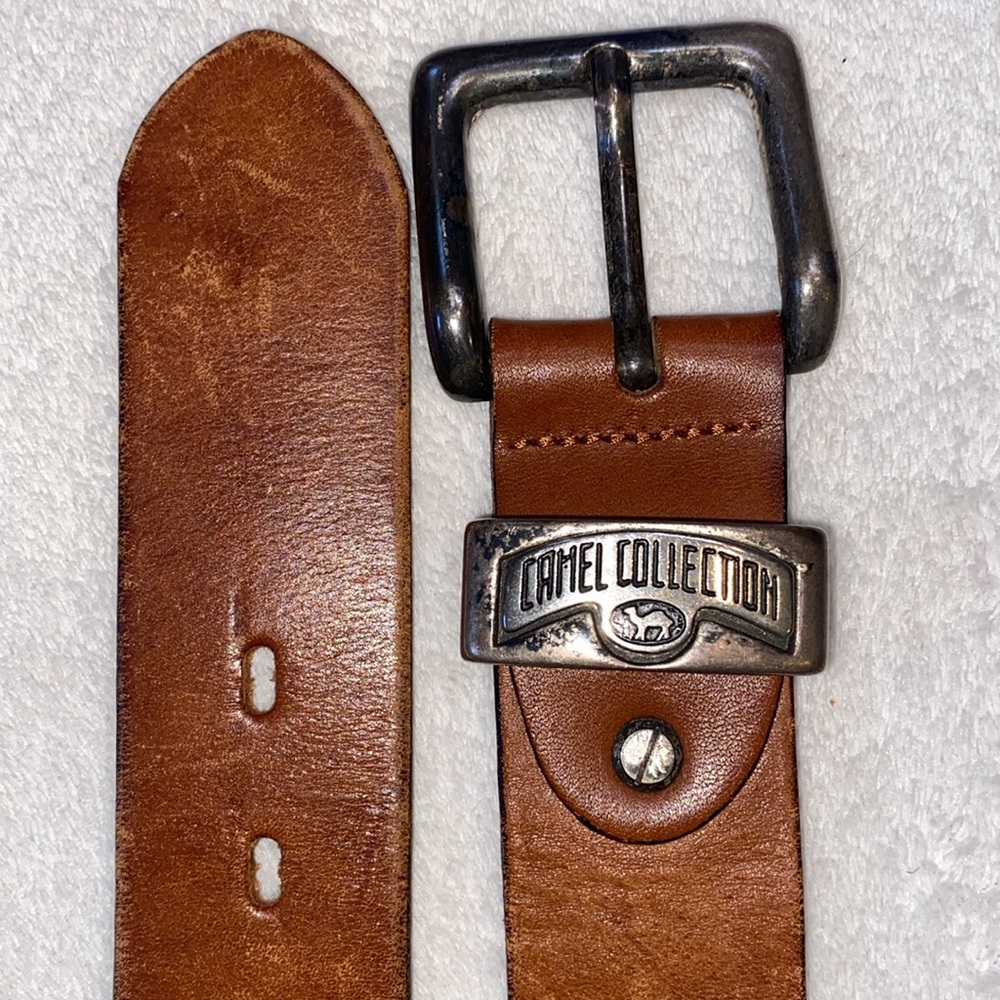 Camel Collection collectible Brown Leather Belt with Silver Buckle Sz 38